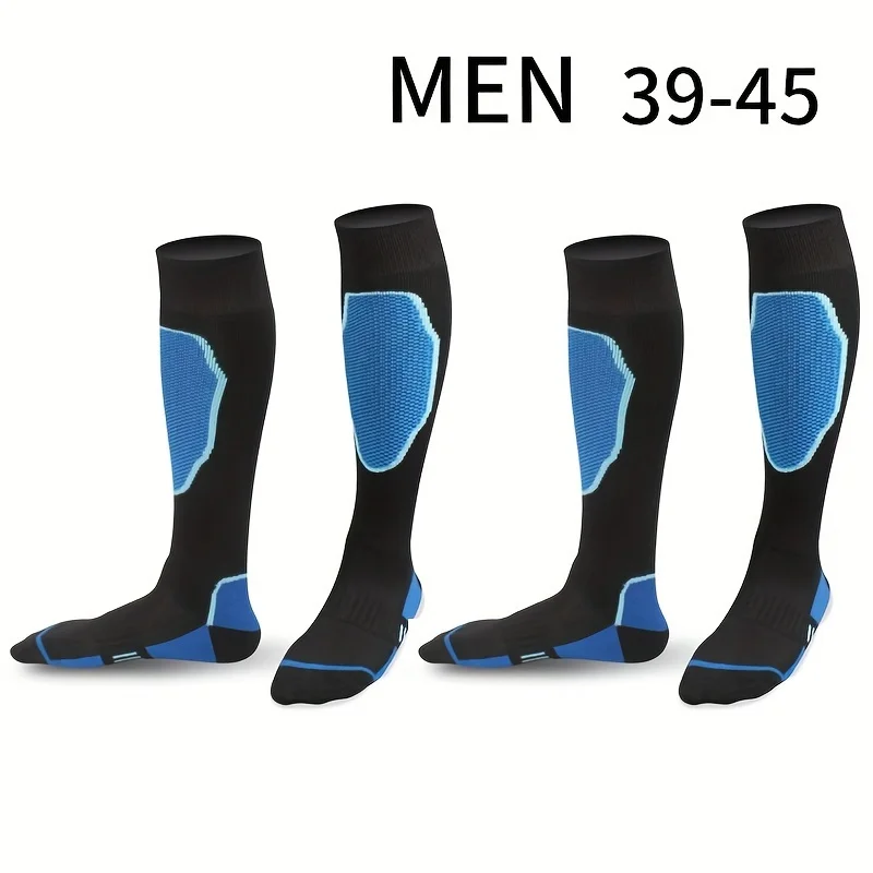 2 Pairs of Women's and Men's Ski Long-Tube Outdoor Sports Terry Thickeneded Warm Socks