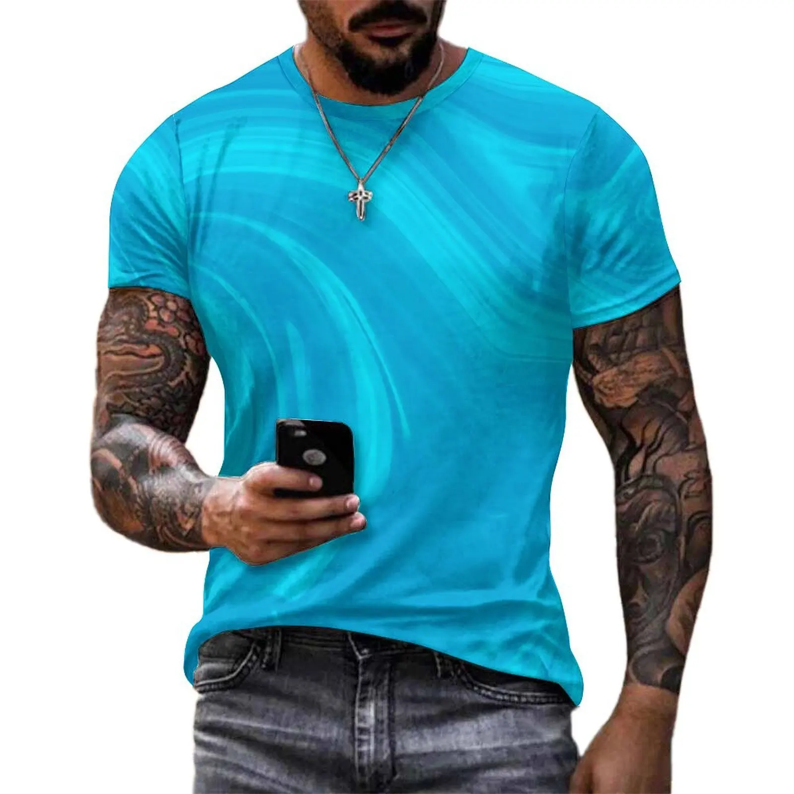 Blue Marble T-Shirt For Couple Abstract Print Graphic O Neck T-Shirts Original Hip Hop Tops Short Sleeve Plus Size Tee Shirt