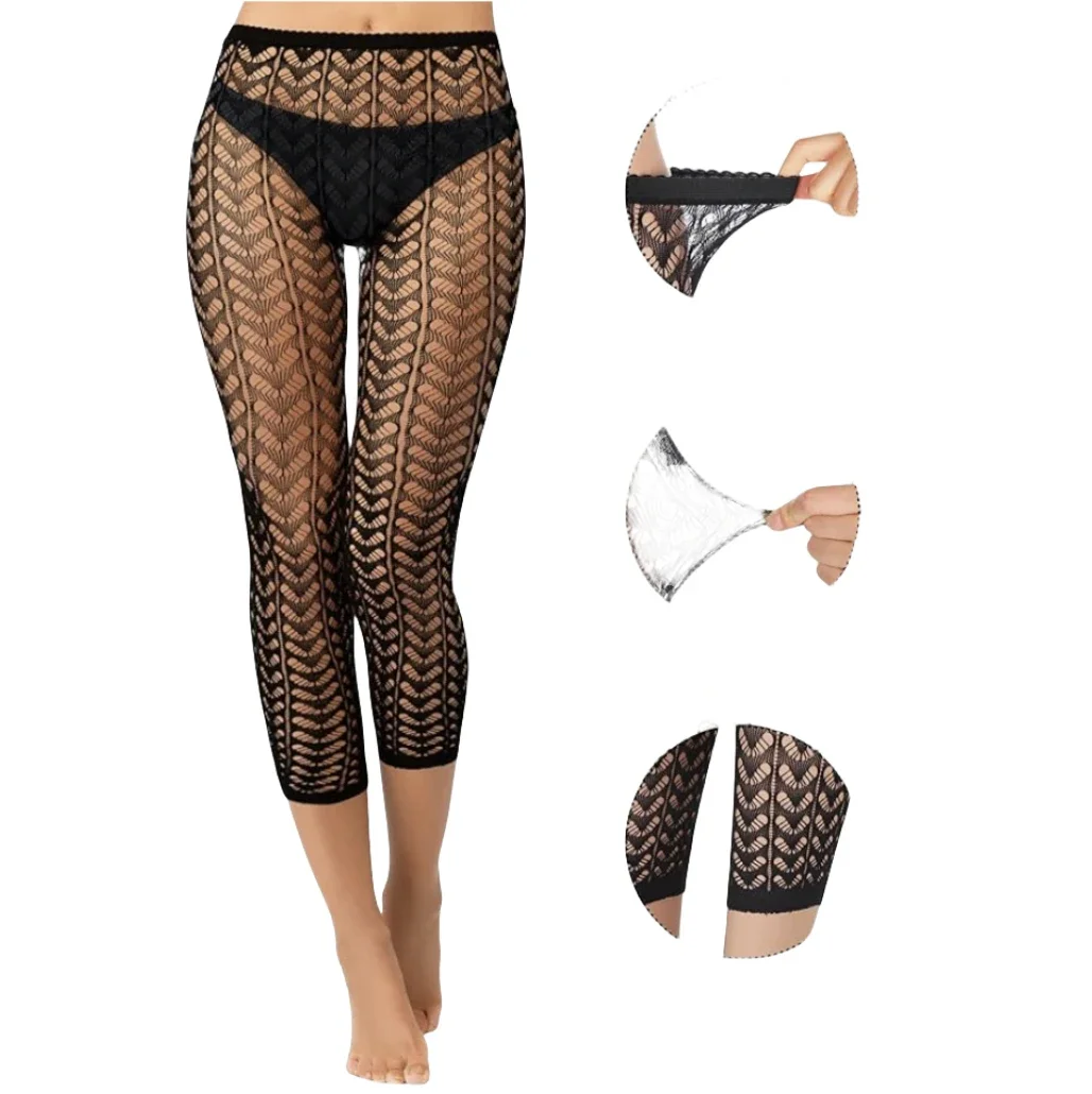 

Cropped Leggings Sexy Breathable Pantyhose for Women Lingerie Summer Fishnet Thigh High Bodystockings Women's High Waist Tights