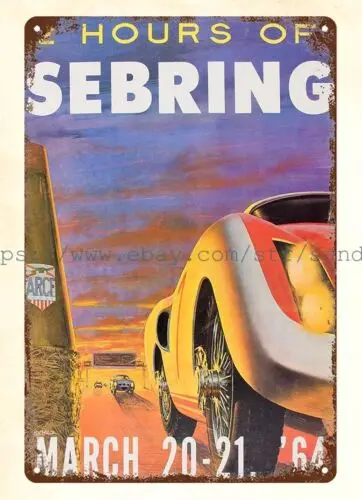 1964 12 Hours of Sebring transportation car racing metal tin sign home decor