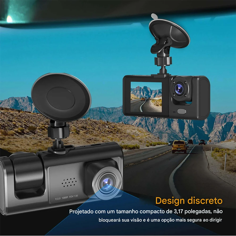 Câmera Veicular Dupla 1080P Frontal e Traseira com Wi-Fi, Gravação HD Proteção para Veículos