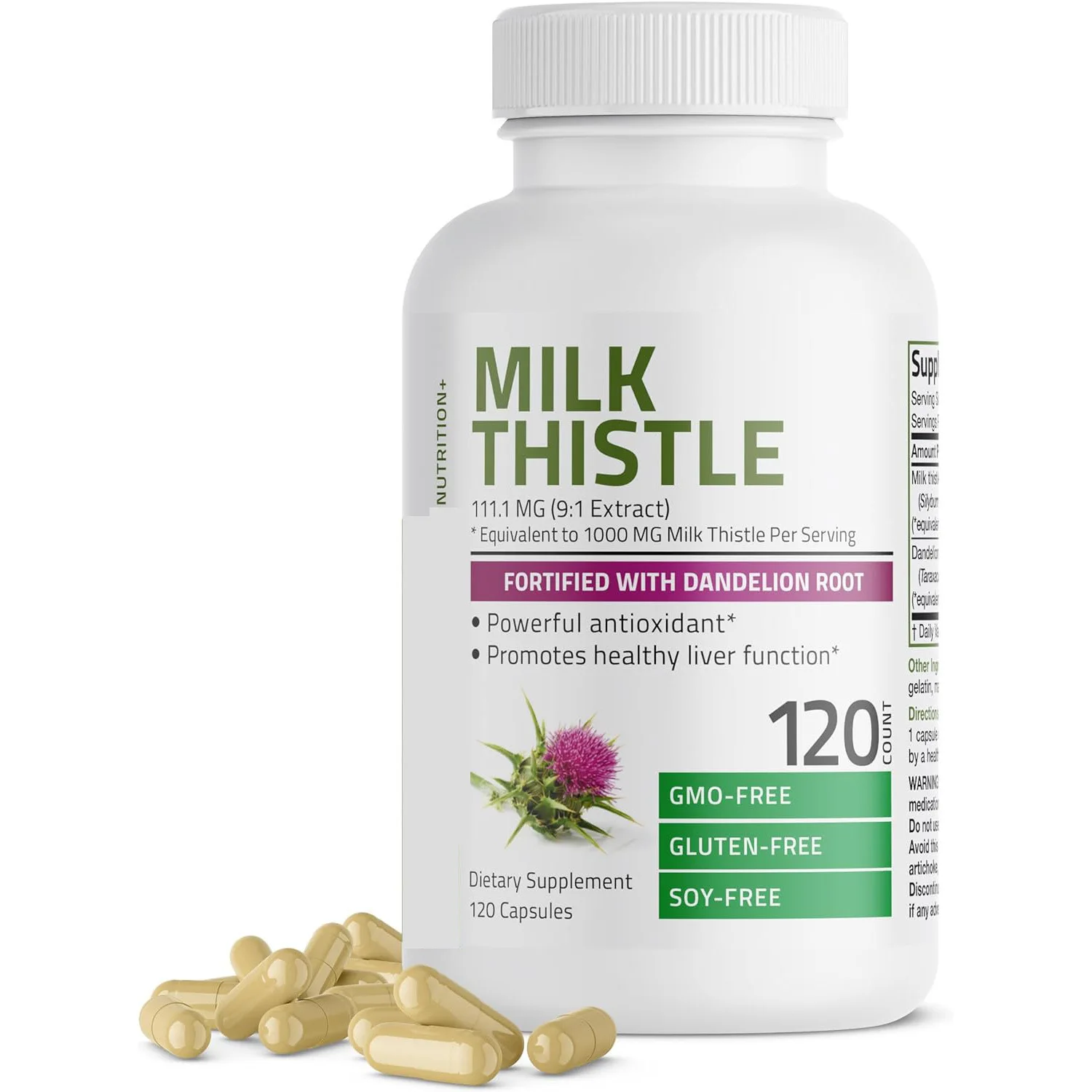 Milk Thistle 1000mg - with Dandelion - Supports Liver Detoxification and Cleanses, Improves Digestion - 120 Capsules