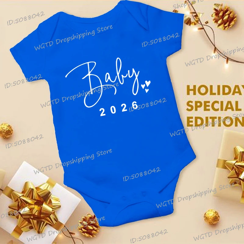 رومبير قطني جديد للأطفال الرضع الأولاد والبنات "طفل 2026" نمط قلب مضحك نيسيس قريبا هدية لحديثي الولادة ملابس داخلية بأكمام قصيرة #3