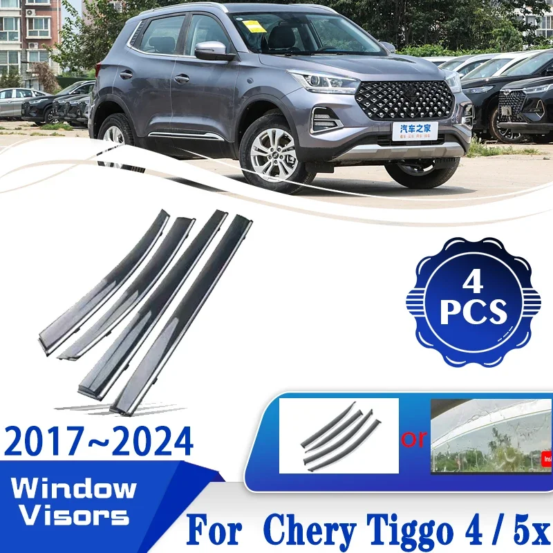 For Chirey Chery Tiggo 4 5x 2017~2024 Car Window Wind Rain Visors Accessories Auto Deflectors Weathershields Cars Accessories