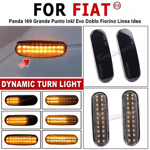 2x LED Side Fender Dynamic Turn Signal Light Side Marker Lamp For Fiat Panda 169 Grande Punto Inkl Evo Doblo Fiorino Linea Idea