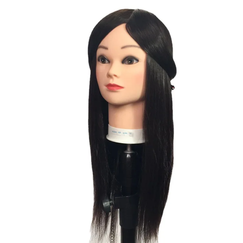 3Color 50% Real Human Hair Makeup Hairdressing Training Mannequin Head Salon Hairstyles Head Model Dummy Doll Manikin Head