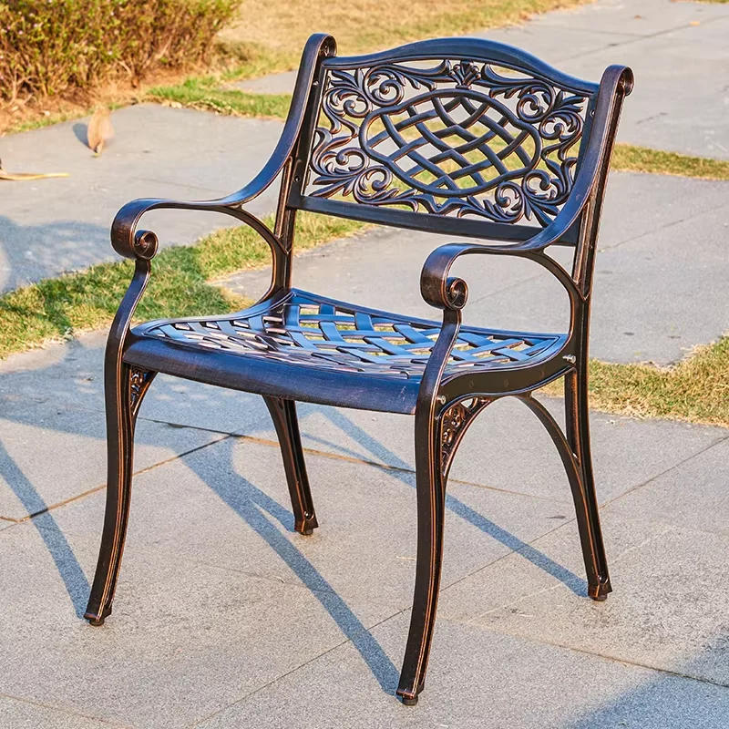 European Garden Cast Aluminum Chair Rust-Resistant Metal Chairs Hotel Urniture Terrace Waterproof Patio Furniture Leisure Chair