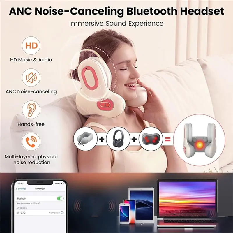 CYCLI-3In1 Neck Pillow Neck Pillow For Travel Heated Neck Massager Memory Foam Airplane Pillow