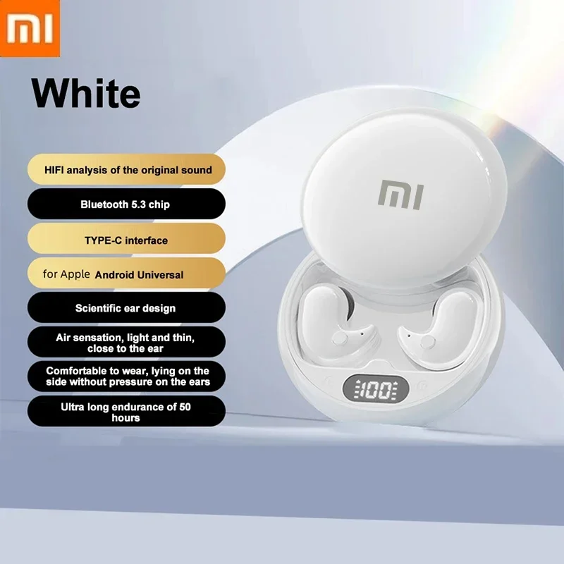 Redmi سماعات أذن صغيرة غير مرئية Y36 مع ميكروفون للنوم سماعات رأس ستيريو رياضية بلوتوث 5.3 Ipx5 سماعات لاسلكية مقاومة للماء