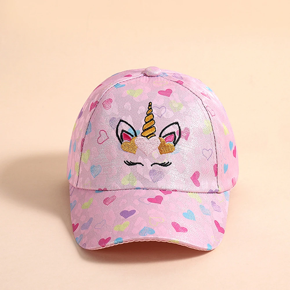 Outdoor Baseball Caps Kids Children's Love Unicorn Pattern Students Hat Girls Sunshade Baseball Cap For Kid Girl 4-12 Years