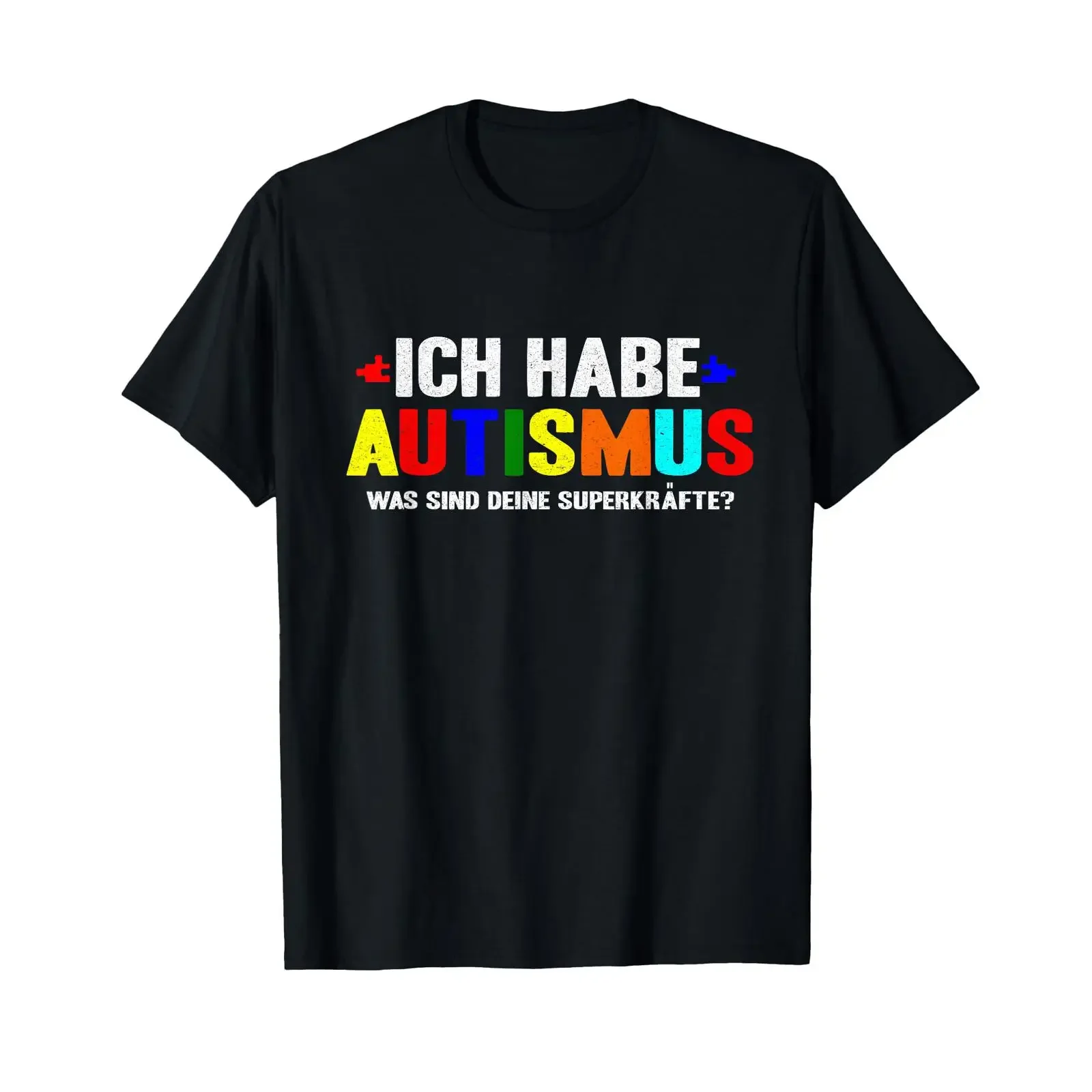 Autism Awareness T Shirt with Autist What are your superpowers German Language black vintage Washed homme Versatile