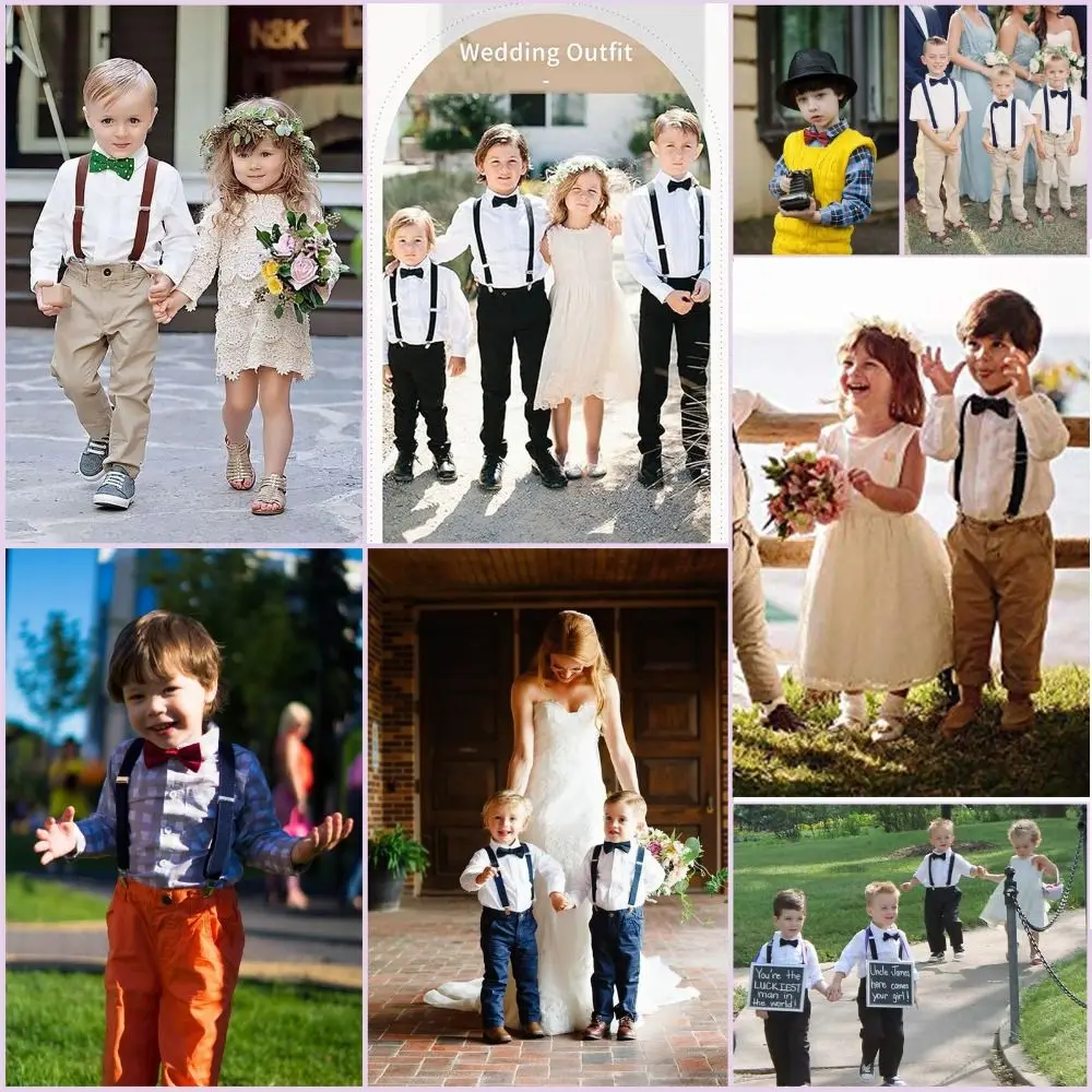 Classic Accessory Adjustable Suspenders Elastic Solid Color Suspenders Bowtie Children Belt