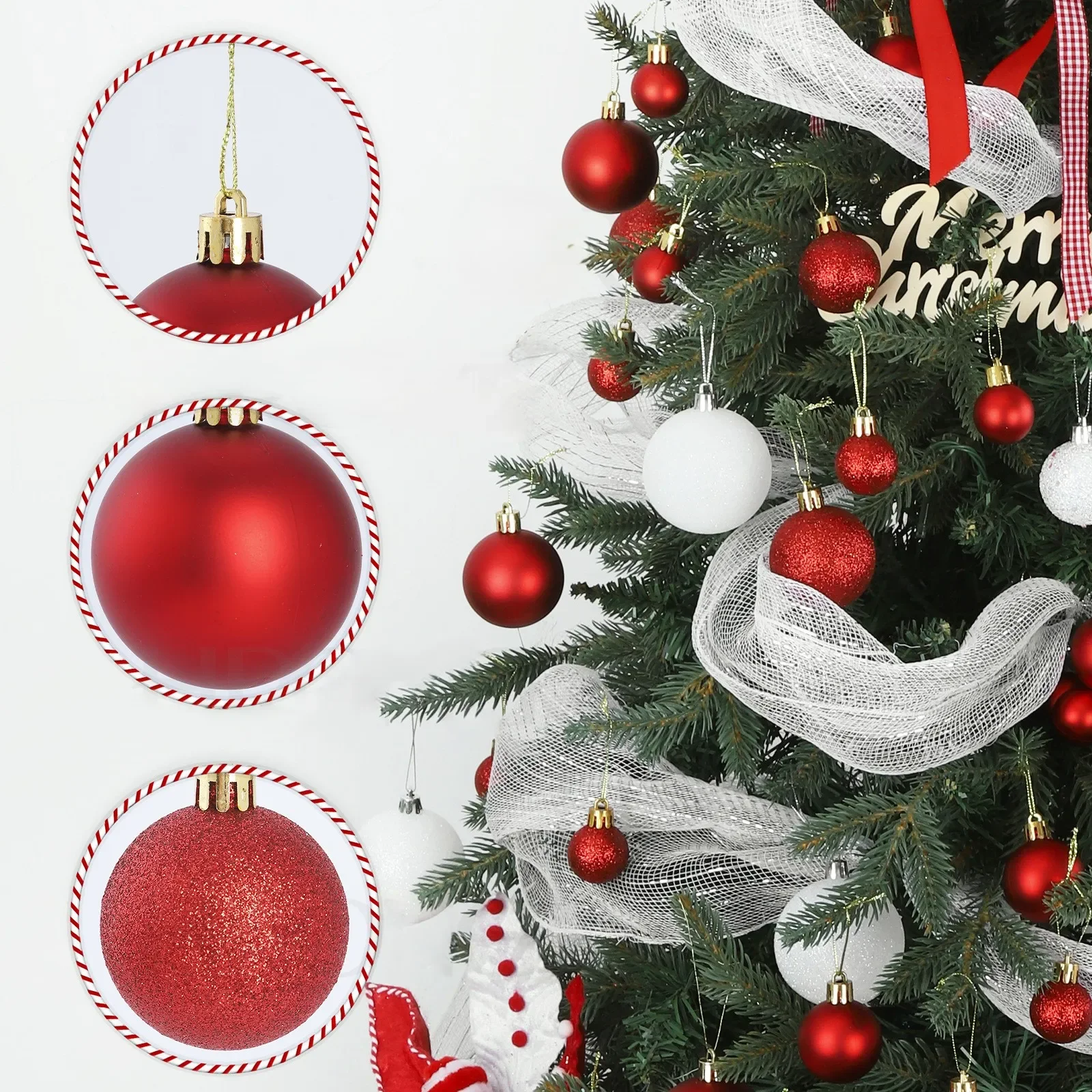 44PCS Gold Christmas Ornament Set Matte and Glitter Finish for Holiday Tree Decorating Sturdy Plastic Balls with Hanging Strings