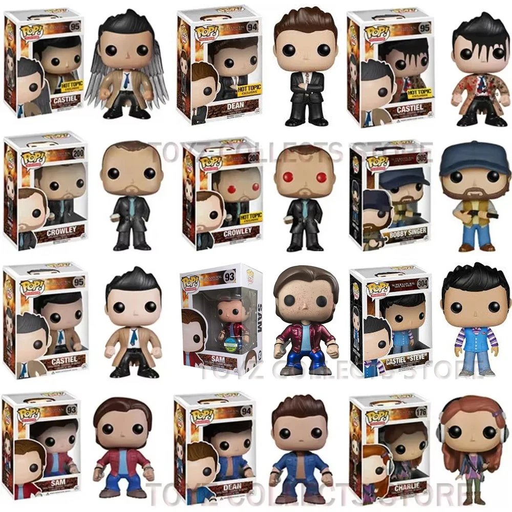 Funko Pop TV Supernatural Sam #93 Dean #94 Castiel #95 Crowley #200 Bobby Singer #305 Charlie SP Vinyl Action Figures Toys Gifts