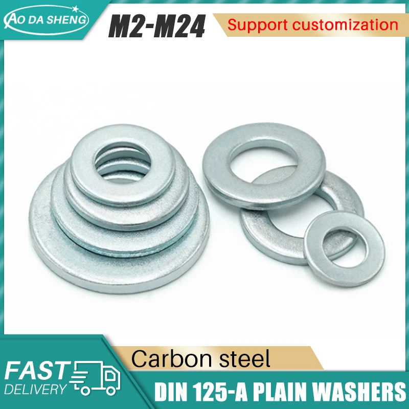 

AODASHENG DIN125 Grade 8.8 M2 M2.5 M3 M3.5 M4 M5 M6 M8 M10-M24 Zinc-plated Carbon Steel Flat Washer Plain Gasket Pad