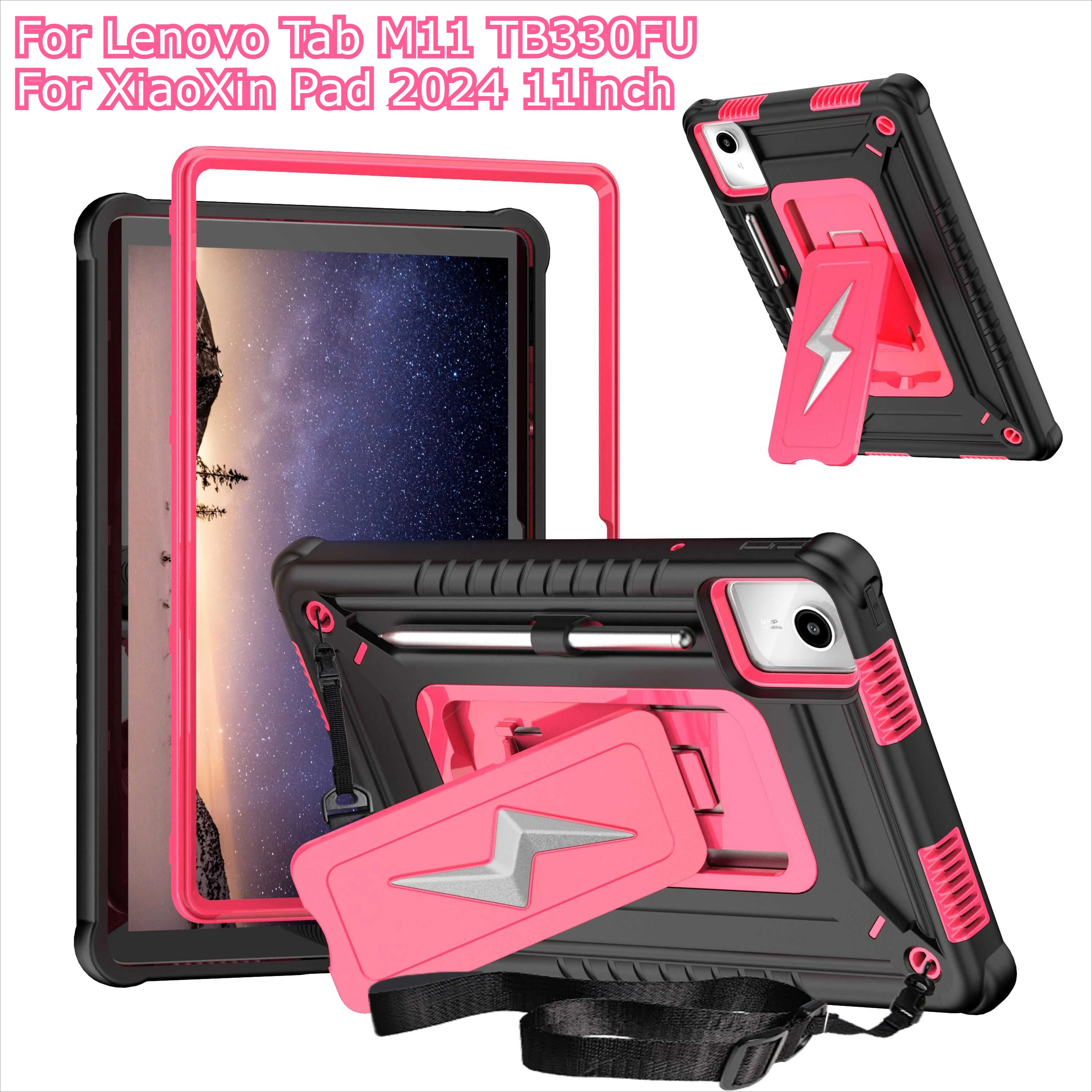 

Чехол для планшета NEW Lenovo Tab M11 TB330FU XiaoXinPad 2024 11 дюймов M9 TB310FU 2023 Nook 9-дюймовый чехол 3в1 Heavy Armor Holder Funda