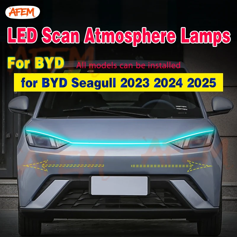 For BYD Seagull 2023 2024 2025 Accessories Car Grill Daytime Running Light Machine Cover Atmosphere Light Decorative Light