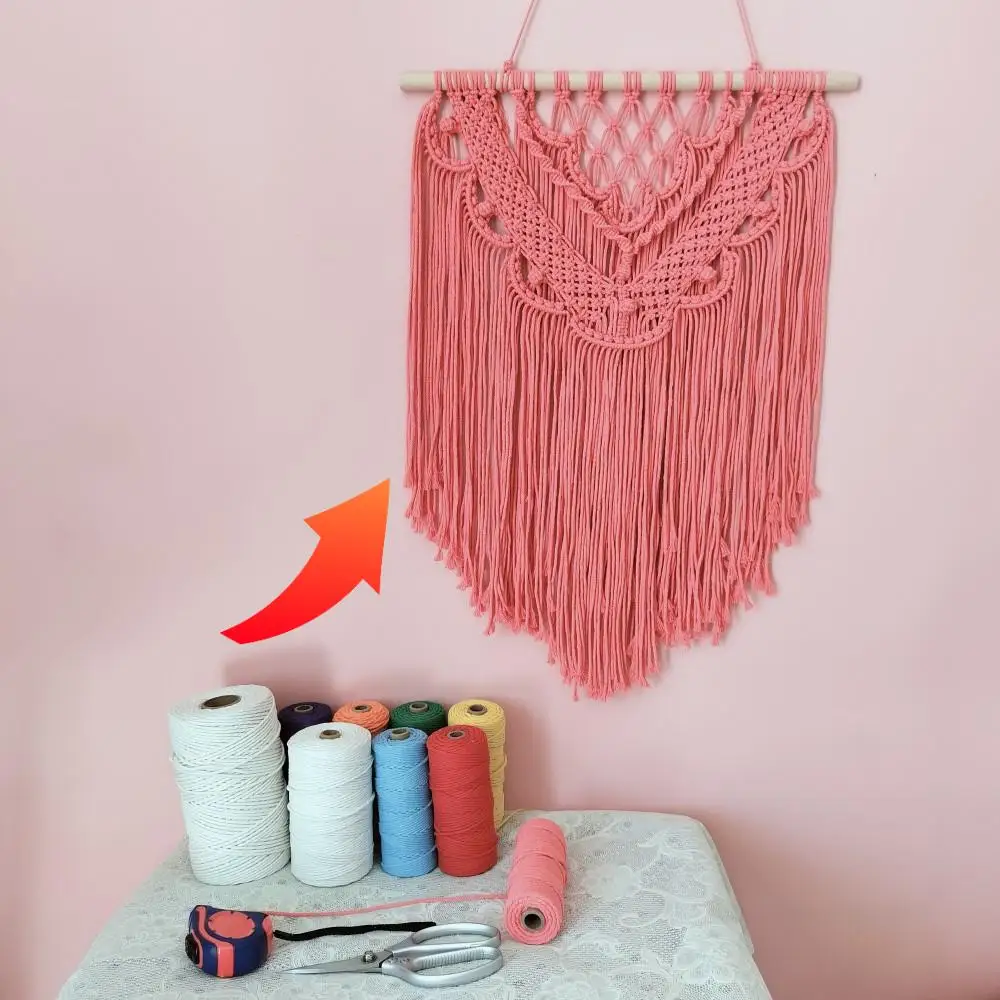 

Macrame Cords 3mm 200 Meters Colored Cotton Rope Wall Hanging Tapestry Making Thread DIY Home Projects Ideas With PDF Tutorials