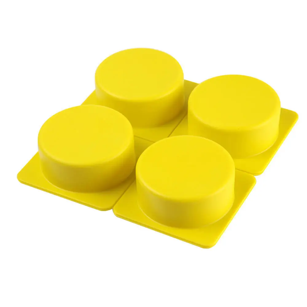 4 Holes Handmade Soap Silicone Mold Round Square Heart-Shaped Diy Candle Chocolate Candy Making Tool Easy To Use 19*14cm