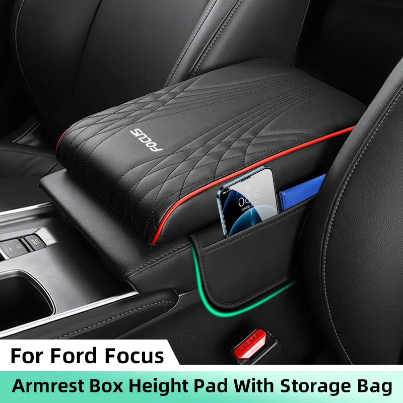 

Автомобильный подлокотник с сумкой для хранения, губчатый подлокотник для Ford Focus 2 MK2 MK3 MK1 MK4 RS ST, защитный коврик для центрального подлокотника