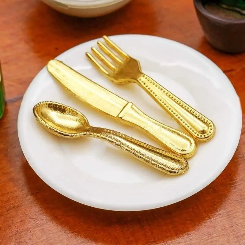 

1:12 Scale Tableware Spoon Fork Pretend-Play Kid Dinnerware Kitchen Realistic Dollhouses Cooking Flatware L8RB