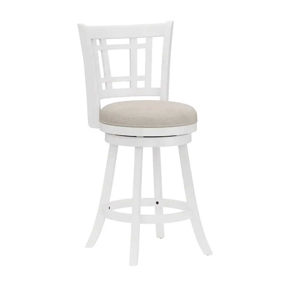

Fair Swivel Stool With Rectangular Lattice Back, Counter Height, White