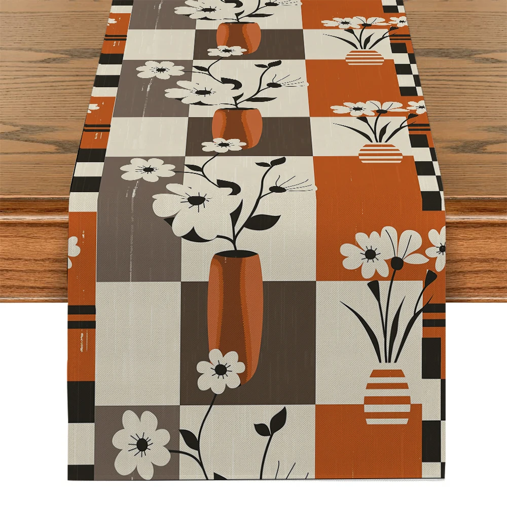 

Flower Retro Abstract Table Runner Kitchen Dining Table Decoration for Indoor Outdoor Home Table Runners