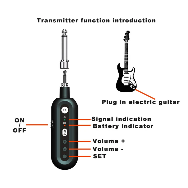 Dieci articles TLF Xtuga JT-3 professionnel 2.4G Microphone dynamique micros de guitare léger électrique o émetteur-récepteur sans fil C