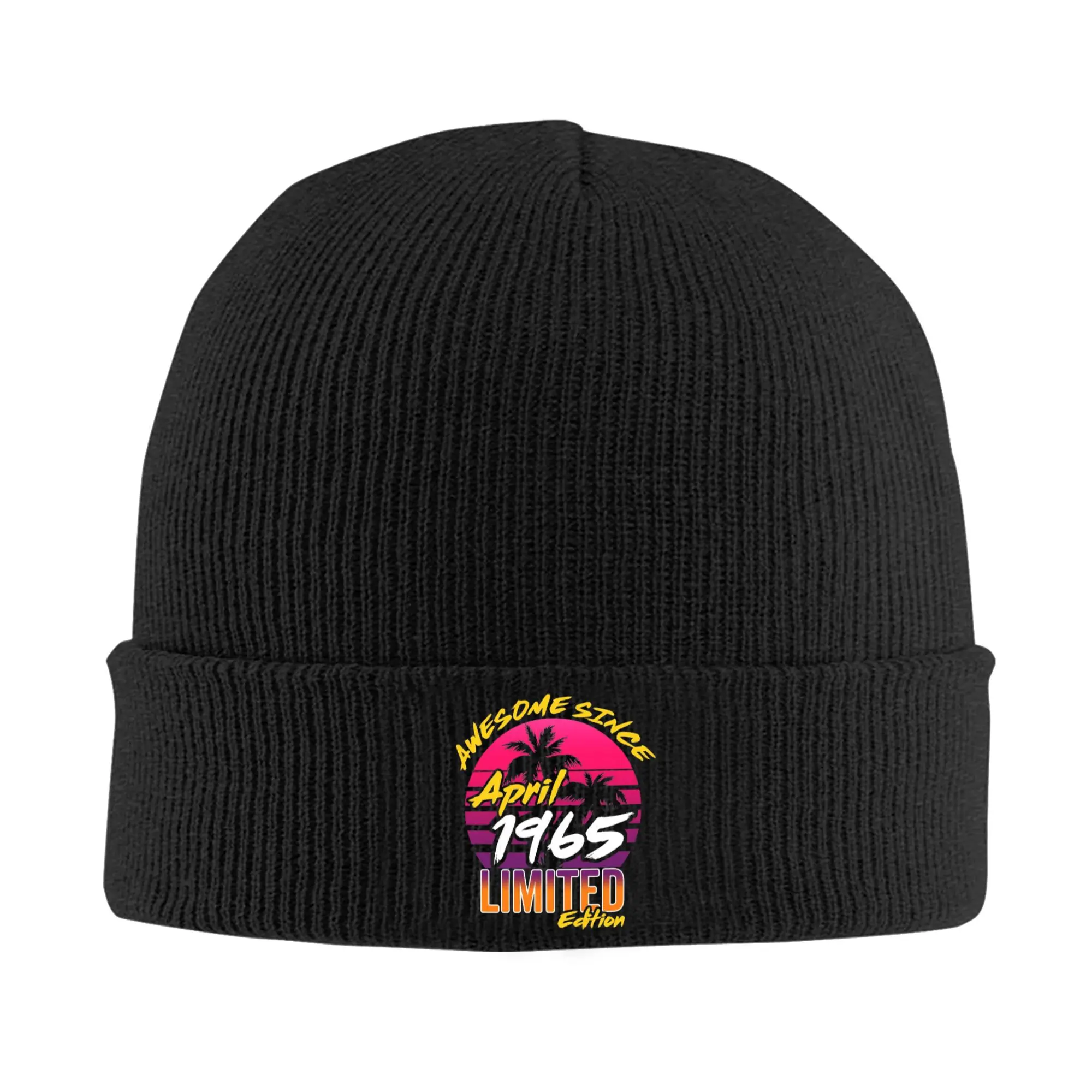 

Awesome Since April 1965 Made In 1965 Limited Edition Knit Hat Beanie Hats Kpop Thermal Men Bonnet Hats Winter Graphic Caps