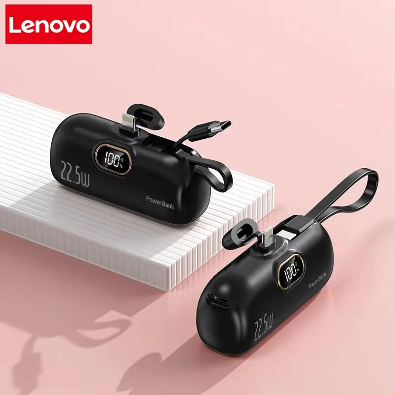 Lenovo Praktische Mini-Powerbank 30000 mAh, tragbar, schnelles Aufladen, geeignet für iPhone 16 15 14 Samsung Xiaomi Externer Akku 3