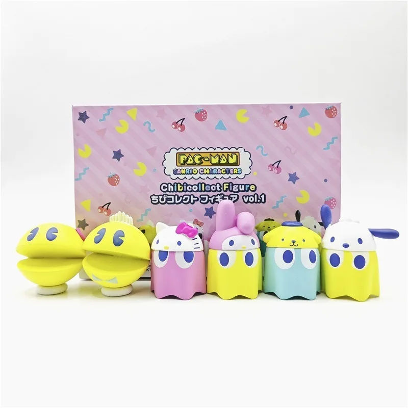 Oryginalny Pac-Man Sanrio Pochacco Melody Duch Figurka Śliczna Mini Dekoracja na Biurko Anime Kolekcjonerska Zabawka Ozdoba Prezent dla Fanów