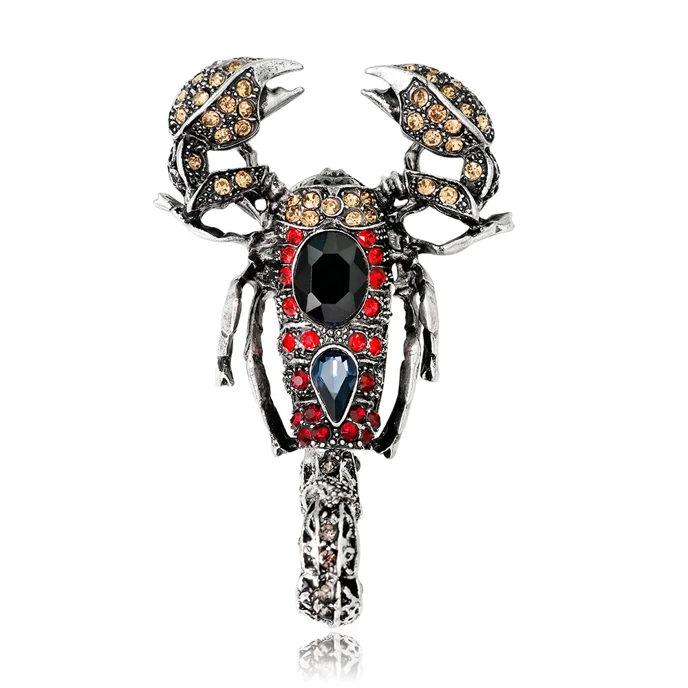 Retro Luxury Rhinestone Scorpion Insect Brooch For Unisex Crystal Scorpion Animal Lapel Pins Punk Style Accessories Jewely Gifts