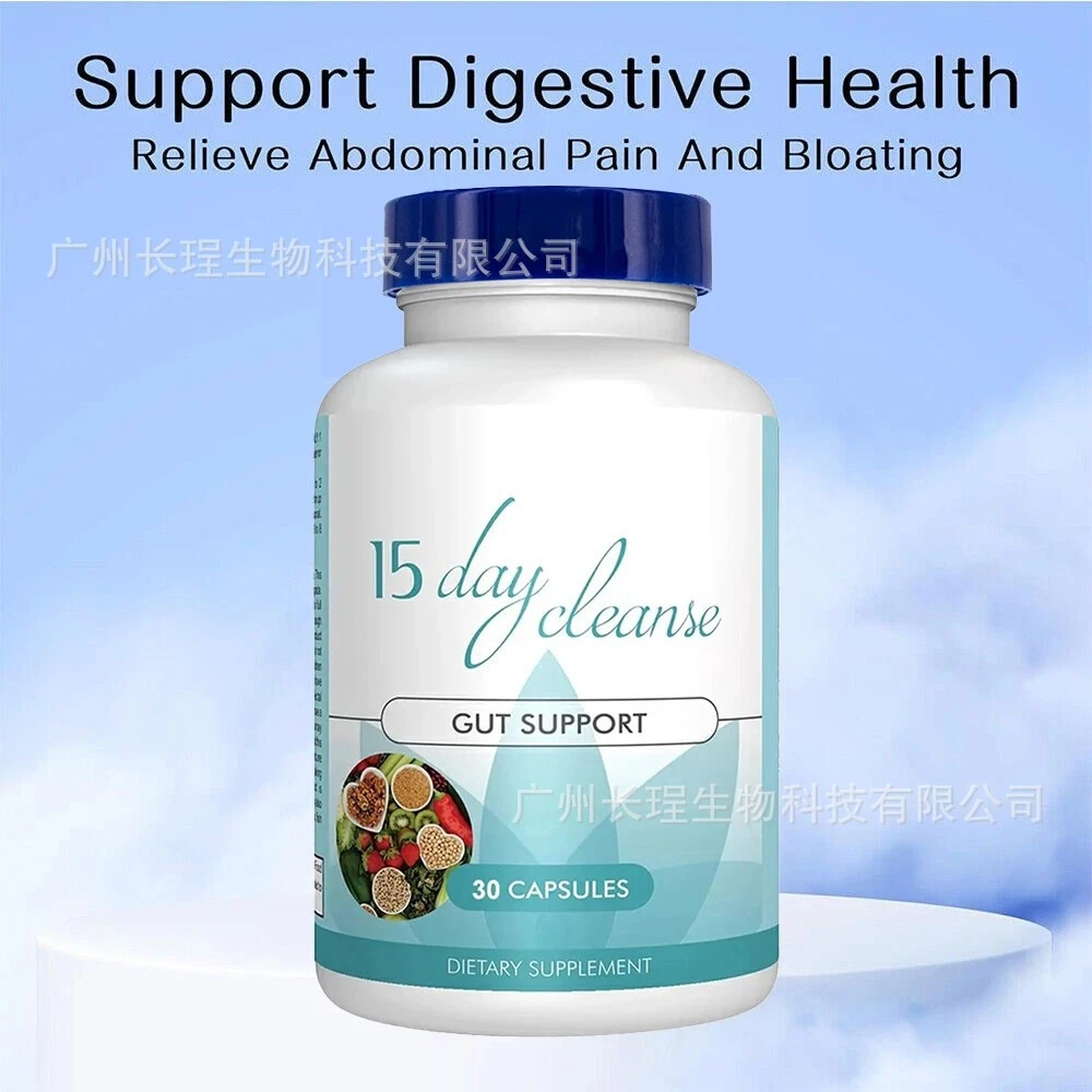 Natural 15-Day Gut Cleanse Detox Capsules, Herbal Colon Cleanser Reduce Bloating, Boost Digestive System, 30 Capsules