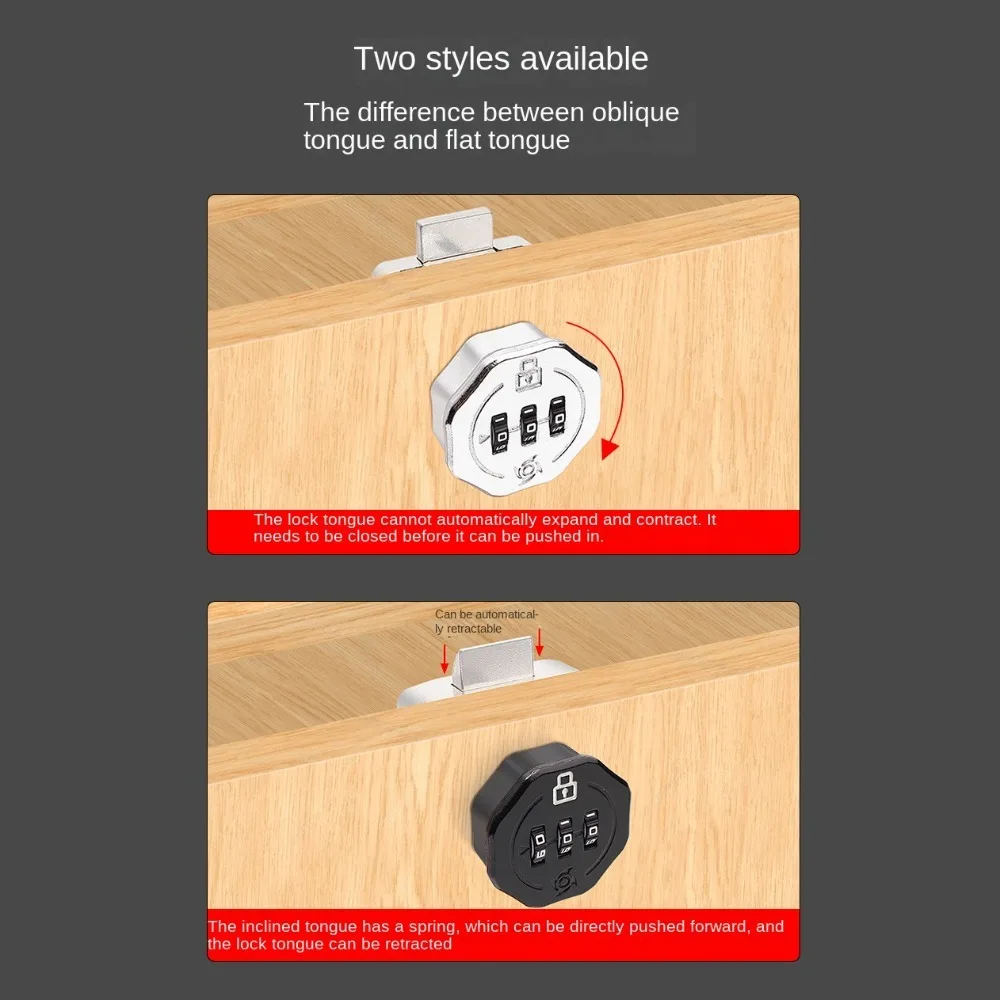 New Zinc Alloy Drawer Combination Lock 3 Digital Code Luminous Password Locker Furniture Anti-Theft Wardrobe Code Lock Cabinet