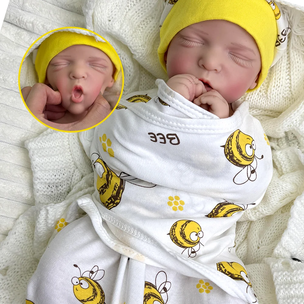 Muñeca bebé renacida de silicona realista de 18 pulgadas, niña, ojos cerrados, cuerpo de silicona suave, bebé recién nacido durmiendo, bebé renacida de silicona, niño pequeño