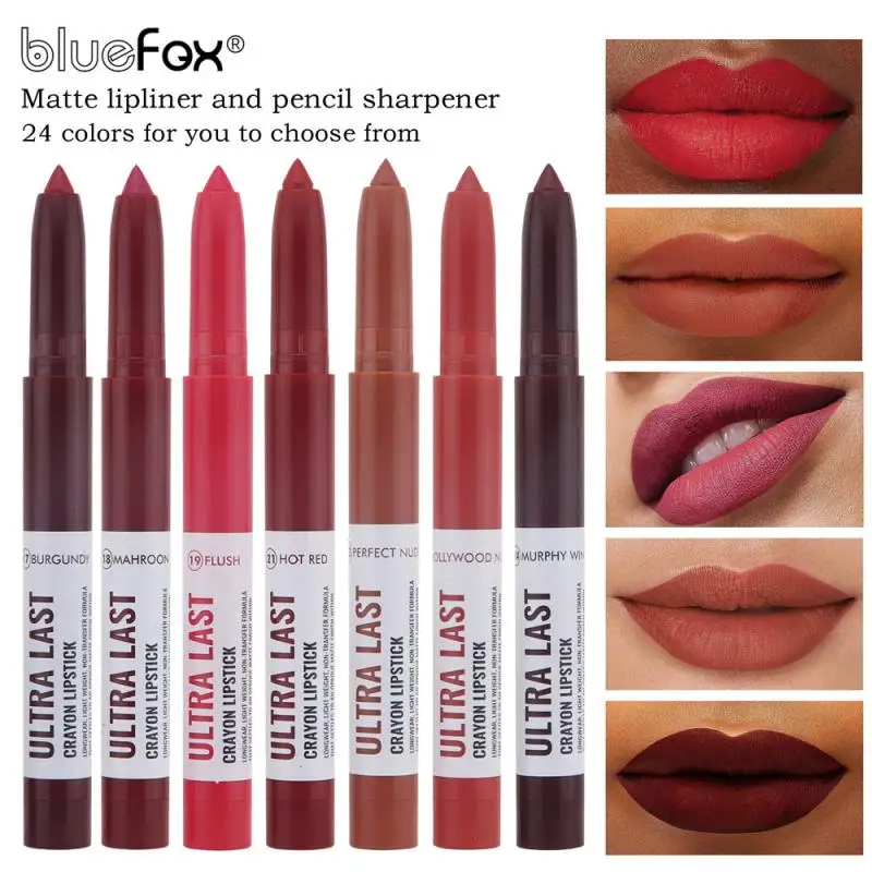 Wasserdichter matter Lip liner Bleistift sexy rote Kontur Tönung Lippenstift dauerhafte Antihaft-Tasse feuchtigkeit spendende Lippen Make-up Kosmetik 24 Farben