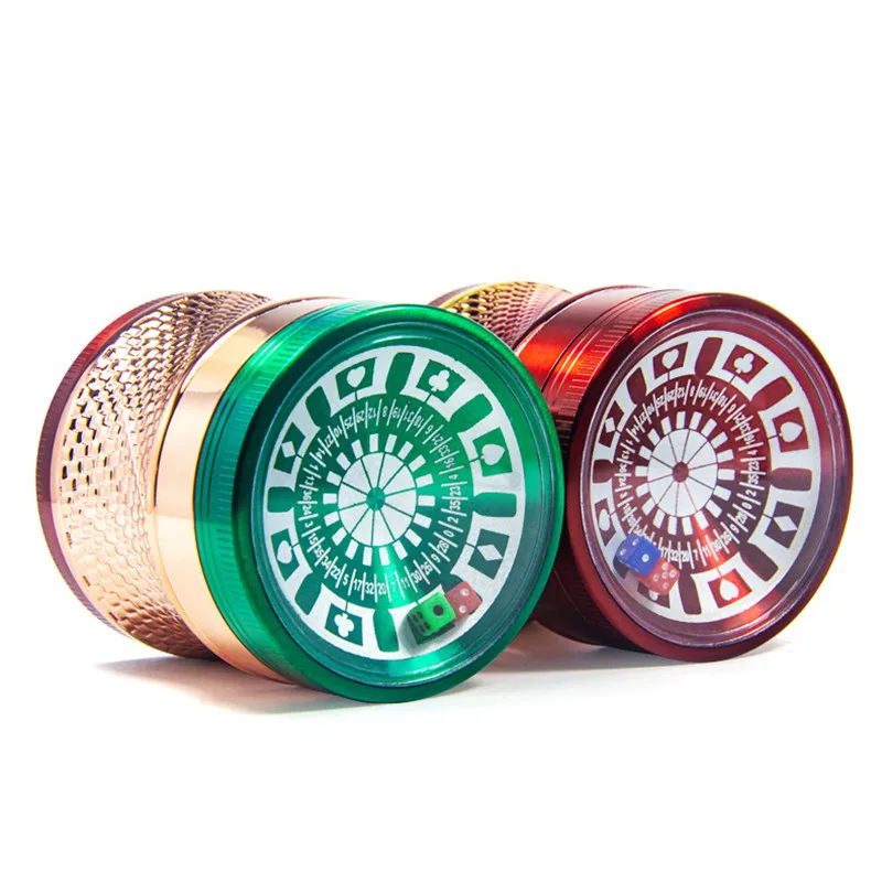 63mm diameter zinc alloy four layer sieve cover waist metal tobacco grinder cigarette set