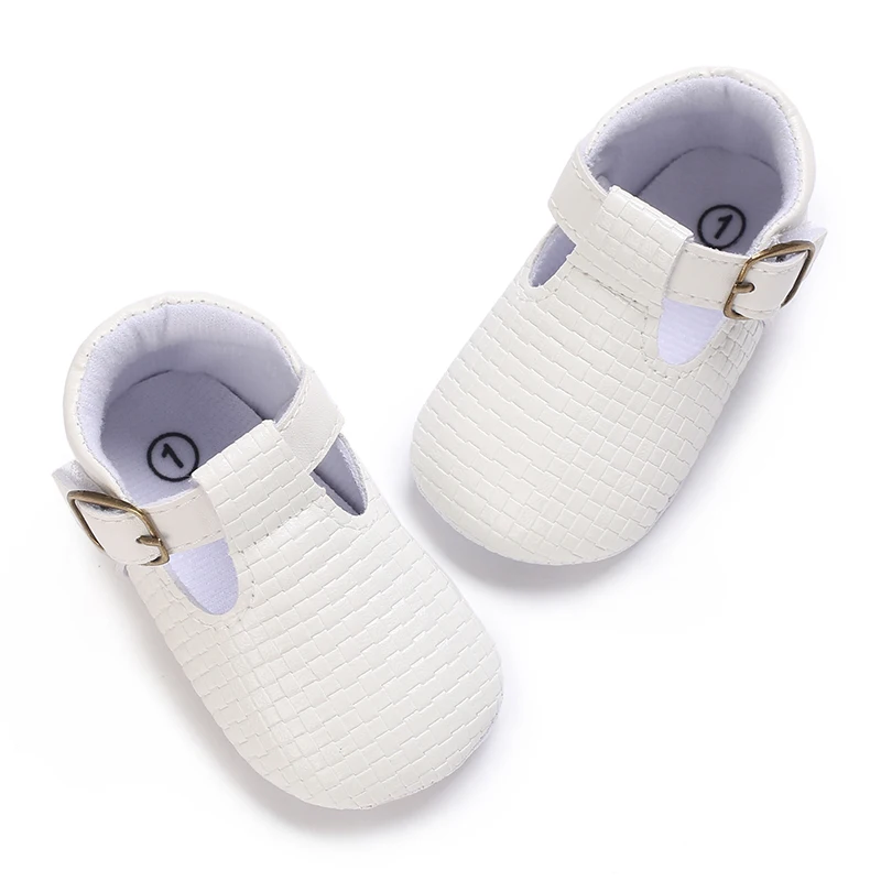 Wtite Baby Princess Shoes Infant Bow Garden Shoes Versatile Non-Slip Rubber Soft Sole Flat PU First Walker Newborn Manor Style