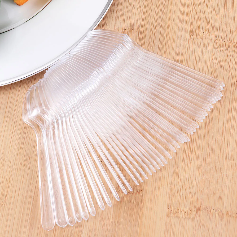 

200pcs Plastic Spoons Disposable Tableware For Dessert Ice Cream Cake Party Supplies Clear Utensils Home Office Outdoor Use