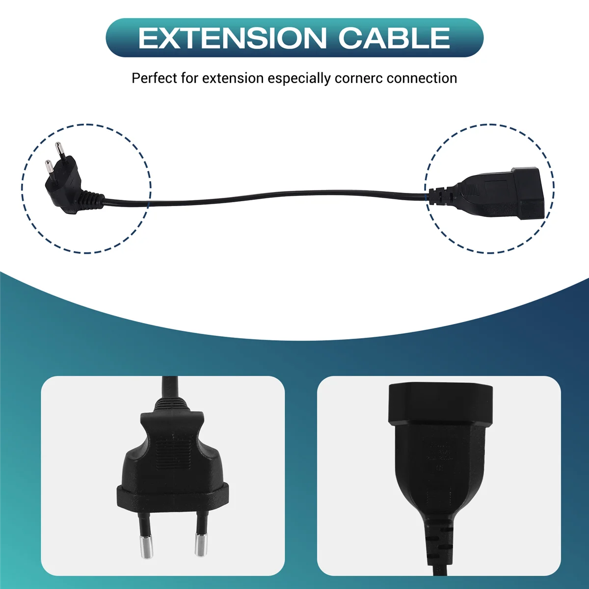 SMIEA Europea Cable de extensión de alimentación con enchufe macho de 90 grados a hembra para PC, ordenador, PDU (0,3 M)
