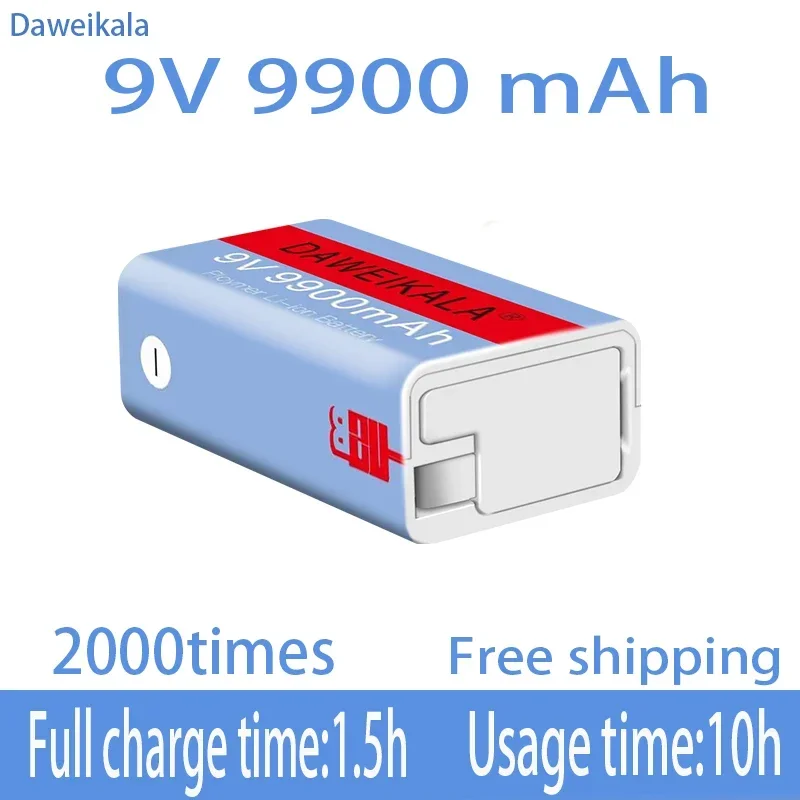 New 9V 9900mAh li-ion Rechargeable battery Micro USB Batteries 9 v lithium for Multimeter Microphone Toy Remote Control KTV use