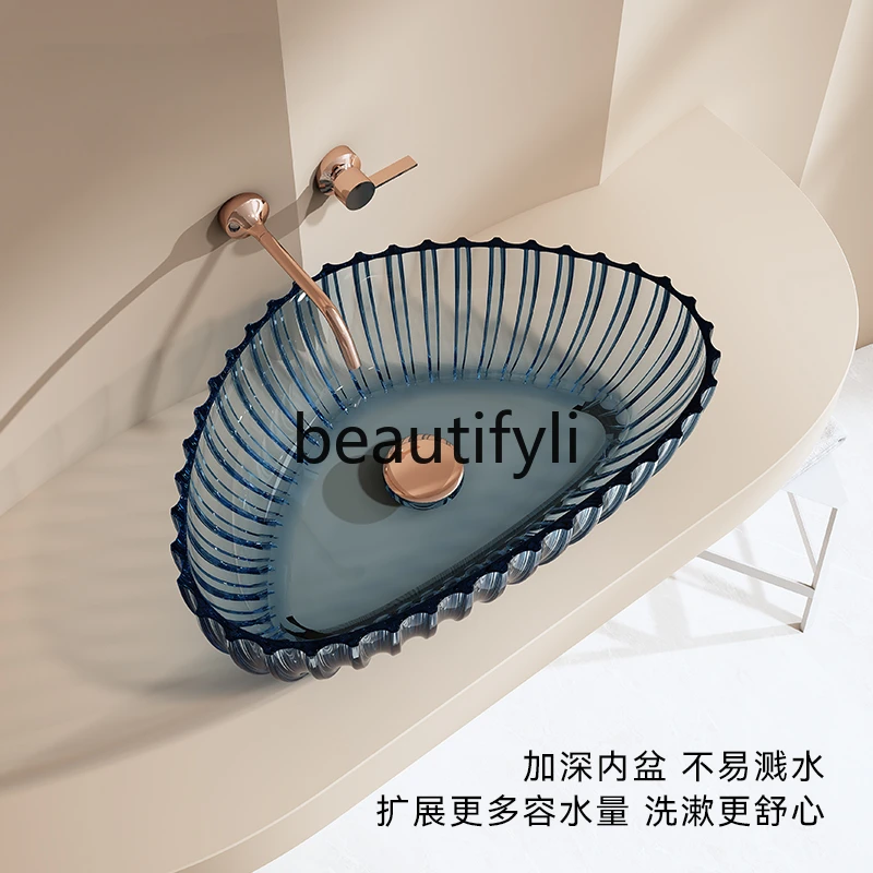 New wash basin household high luxury transparent table basin