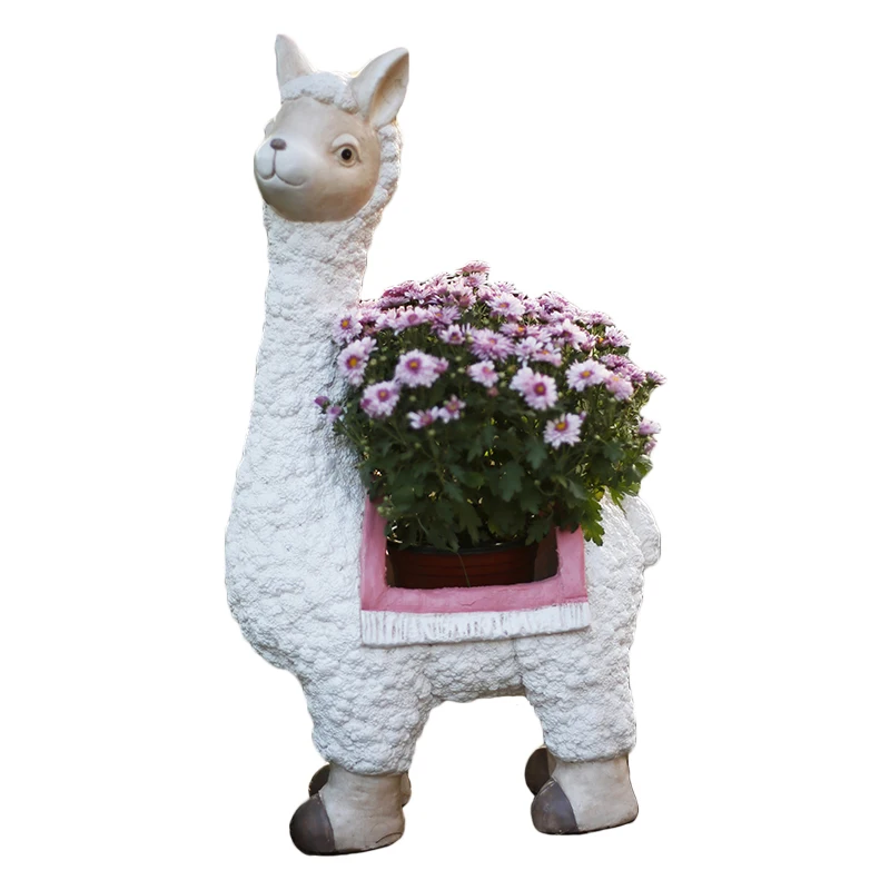 

Outdoor Garden Simulation Animal Cartoon Alpaca Shape Large Flower Pot Court Garden Decoration Kindergarten Lawn Decorations