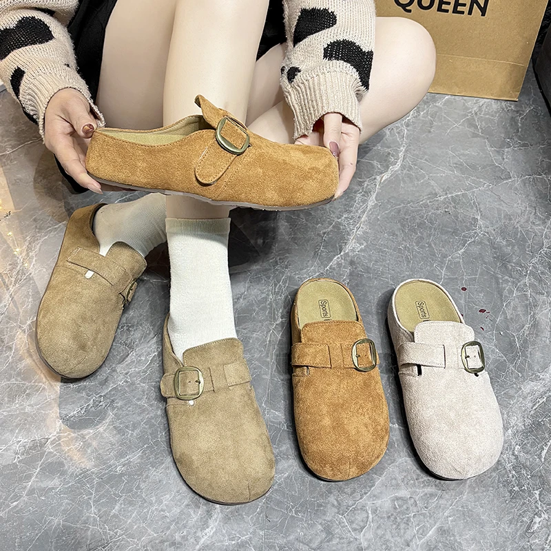 

Женские повседневные шлепанцы с закрытым носком, летние уличные тапочки, парные фланелевые сандалии, удобные нескользящие износостойкие слайды