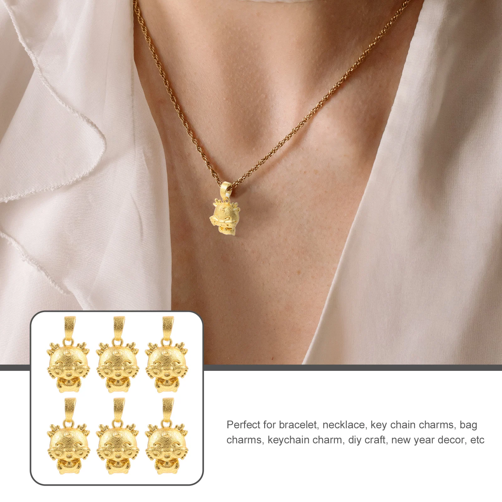 

6Pcs Copper Dragon Pendants Charms for Necklace Making DIY Craft Jewelry Pendant Gifts for Women Men Charms Pendant