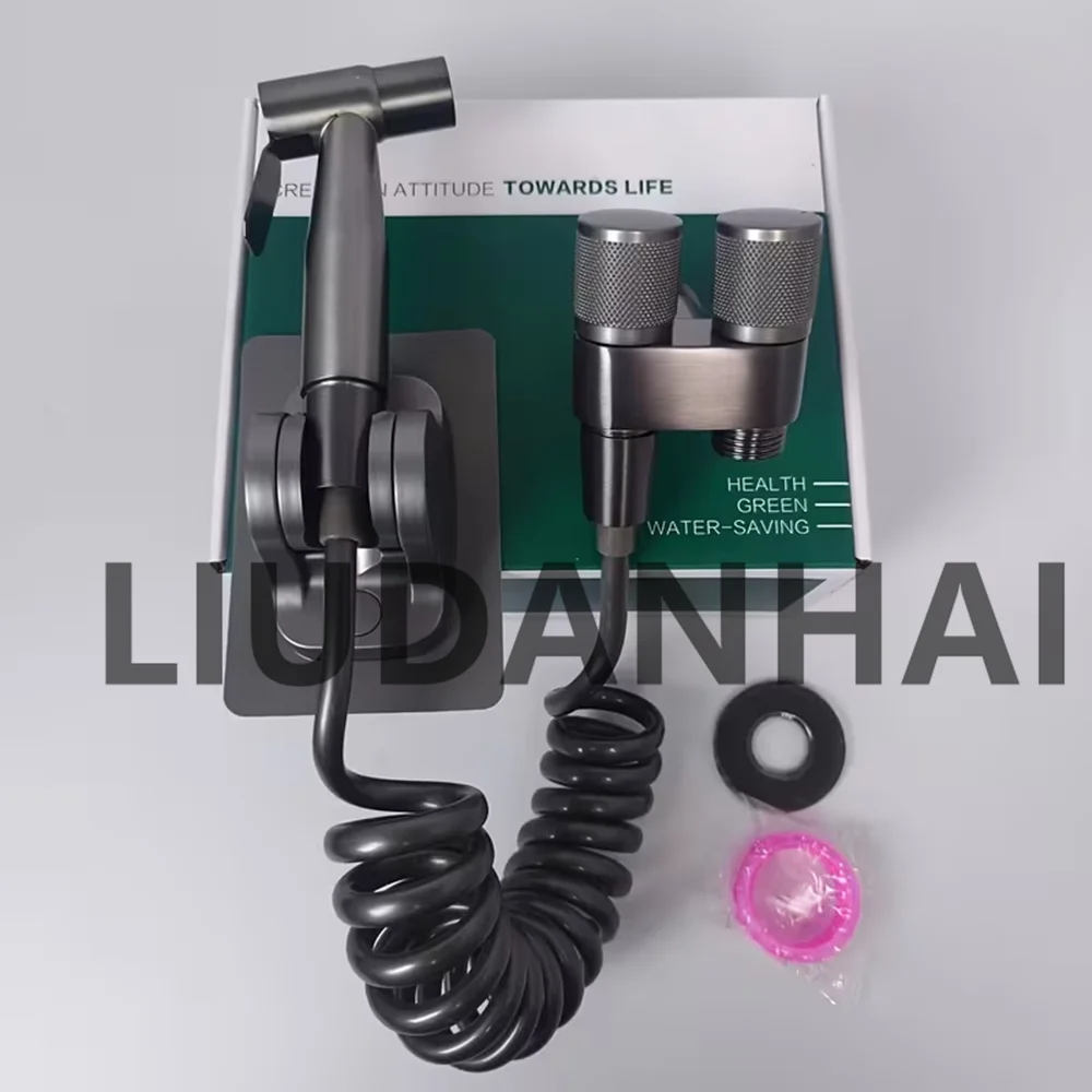 Heavy-Duty 2-In-1 Wall-Mounted Bidet Sprayer Systems, Equipped with a Dual Outlet Diverter Valve, Quick-Connect Hose,