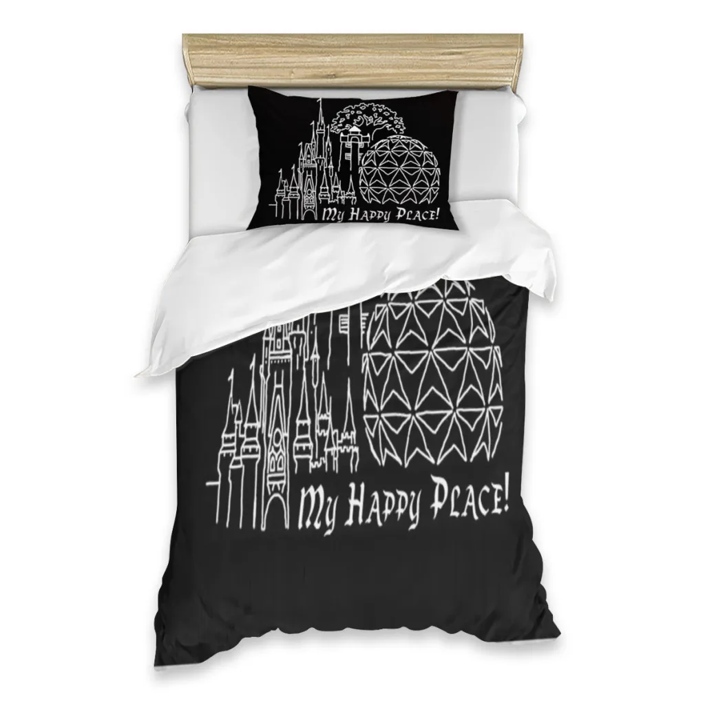 

My Happy Place - for Dark Background Items Single Bed Sheets Set Complete Case Single Linen Quilt Cover