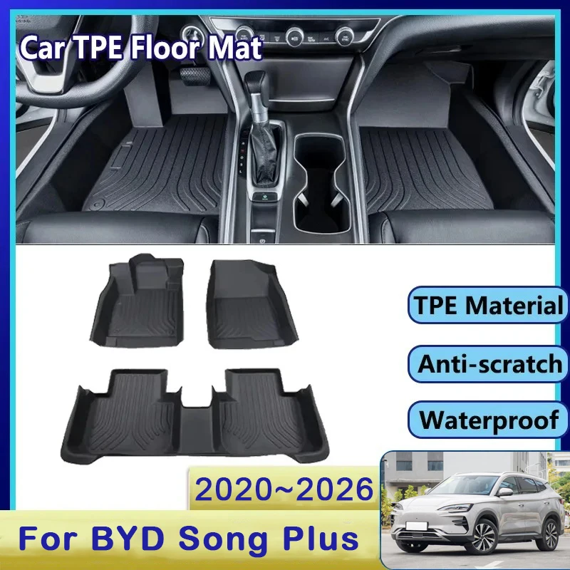 Car Floor Mats For BYD Song Plus Seal U Sealion 6 SA3 2020-2026 Waterproof Pad LHD Foot Carpet Footpad Auto Interior Accessories