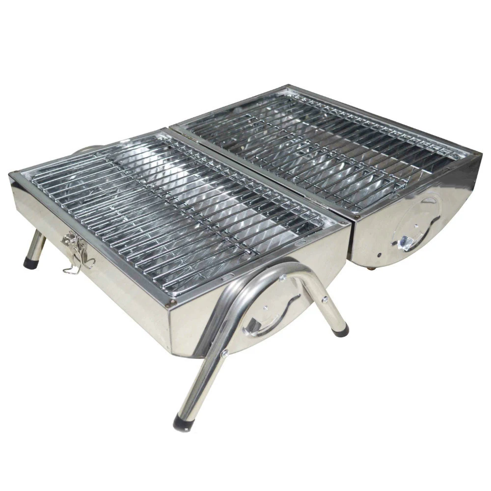 Portable Stainless Steel Barbecue Small Barrel Charcoal Grills Ss Charcoal Smoker For Garden Used With Double Side Cooking Area