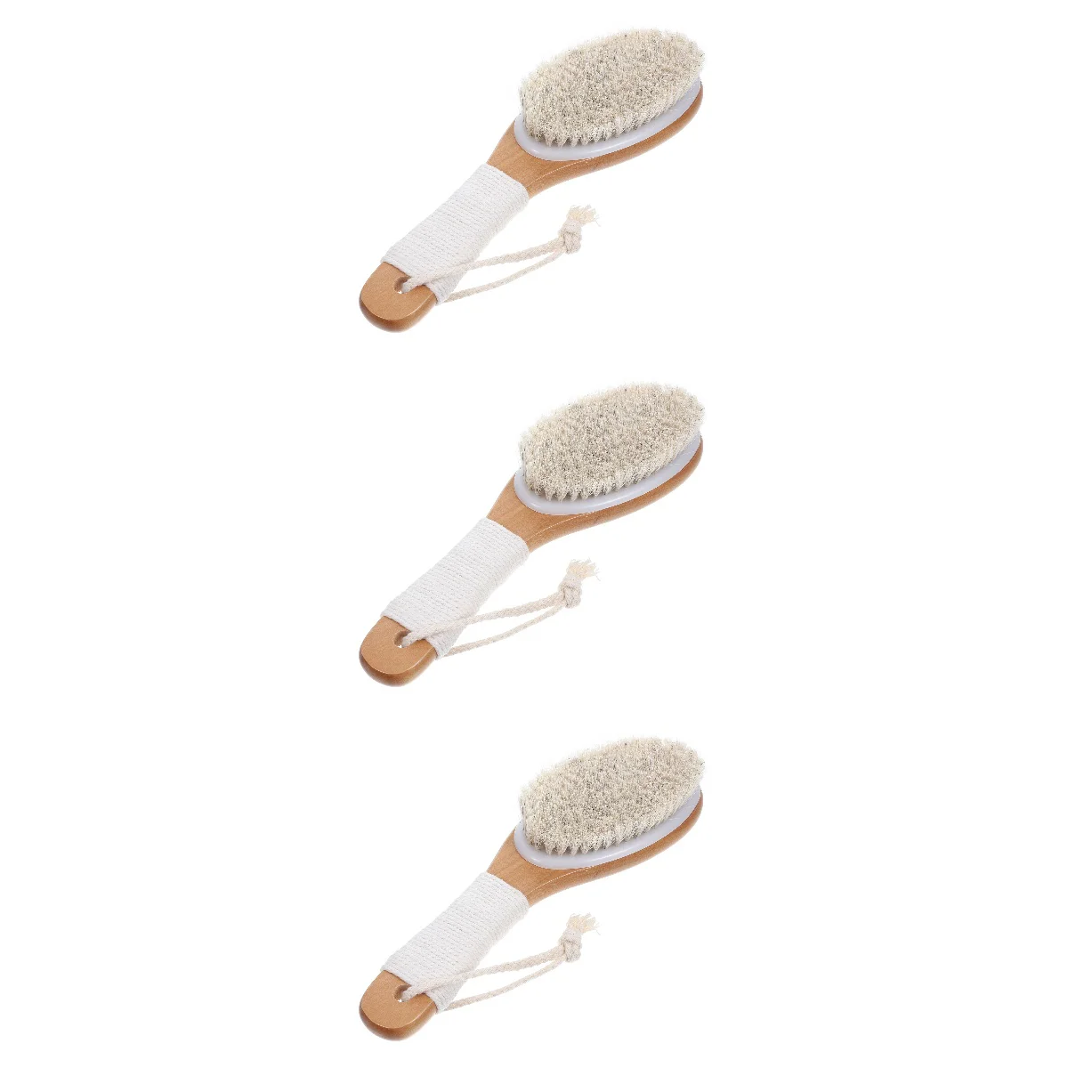 

3 Pieces Horsehair Soft Bristle Bath Brush Body Exfoliating Fur Back Scrubber for Shower Men